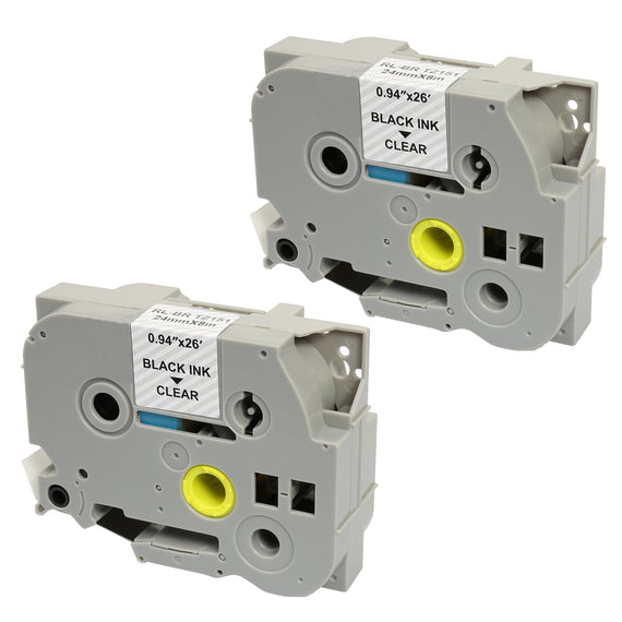 Prestige Cartridge™ Compatible TZ-151/TZe-151 Black on Clear Label Tapes (24mm x 8m) for Brother P-Touch Label Printing Machines - Prestige Cartridge