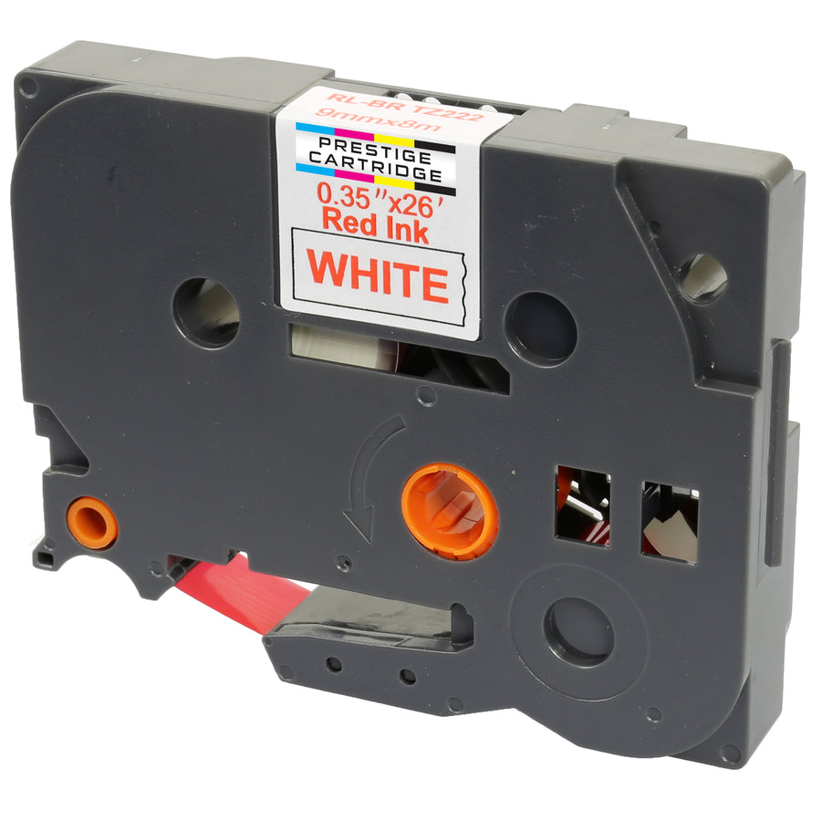 Prestige Cartridge™ Compatible TZ-222/TZe-222 Red on White Label Tapes (9mm x 8m) for Brother P-Touch Label Printing Machines - Prestige Cartridge