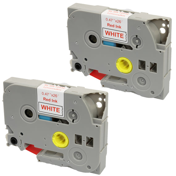 Prestige Cartridge™ Compatible TZ232 Red on White Label Tapes (12mm x 8m) for Brother P-Touch TZ Label Printers - Prestige Cartridge