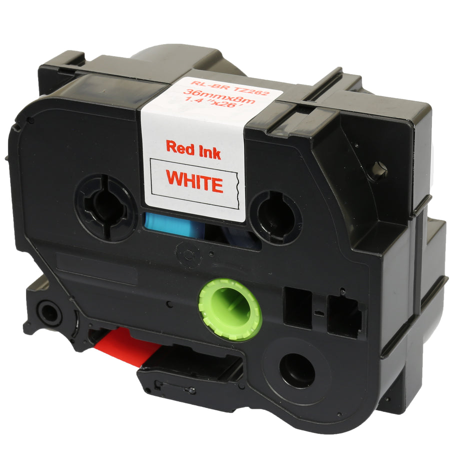 Prestige Cartridge™ Compatible TZ-262/TZe-262 Red on White Label Tapes (36mm x 8m) for Brother P-Touch Label Printing Machines - Prestige Cartridge