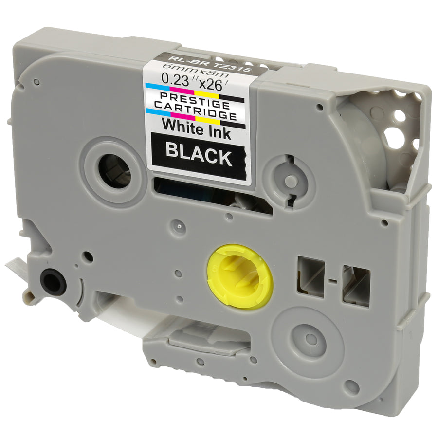Prestige Cartridge™ Compatible TZ-315/TZe-315 White on Black Label Tapes (6mm x 8m) for Brother P-Touch Label Printing Machines - Prestige Cartridge