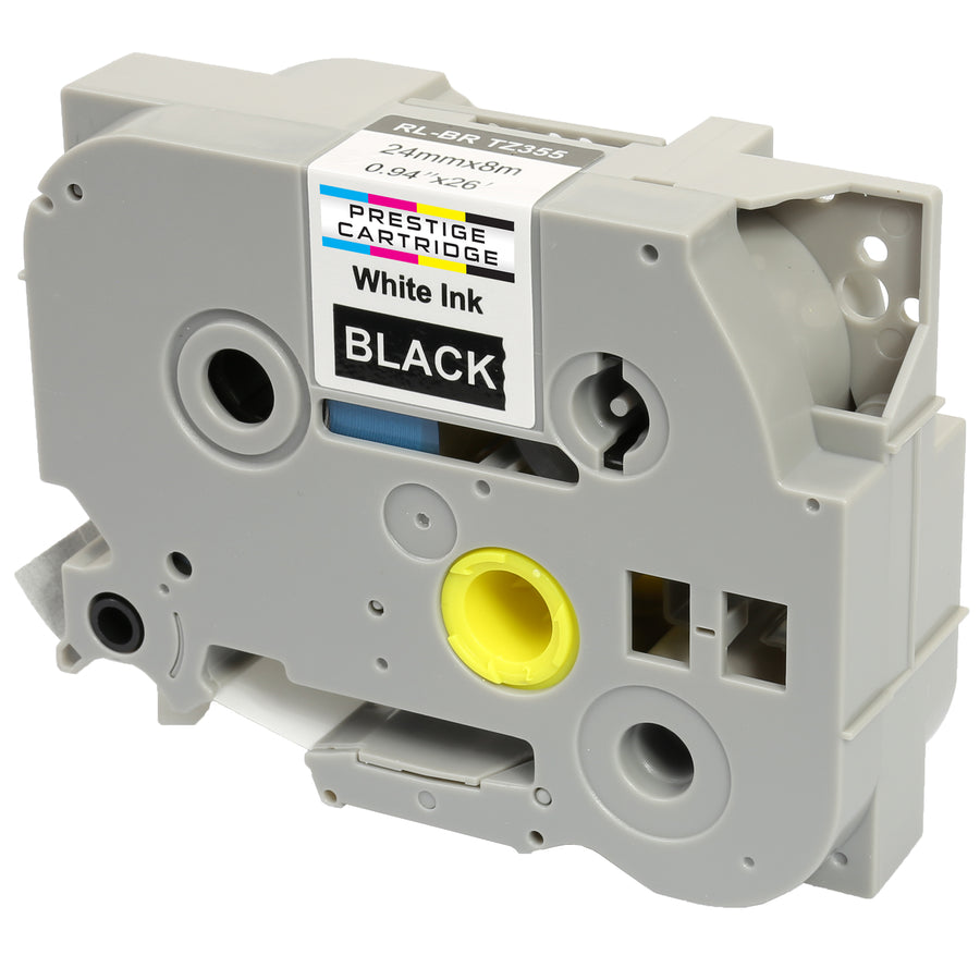 Prestige Cartridge™ Compatible TZ-355/TZe-355 White on Black Label Tapes (24mm x 8m) for Brother P-Touch Label Printing Machines - Prestige Cartridge