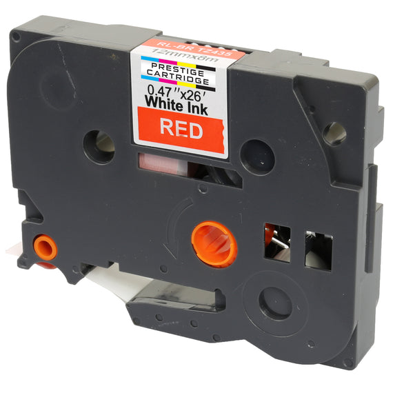 Prestige Cartridge™ Compatible TZ-435/TZe-435 White on Red Label Tapes (12mm x 8m) for Brother P-Touch Label Printing Machines - Prestige Cartridge