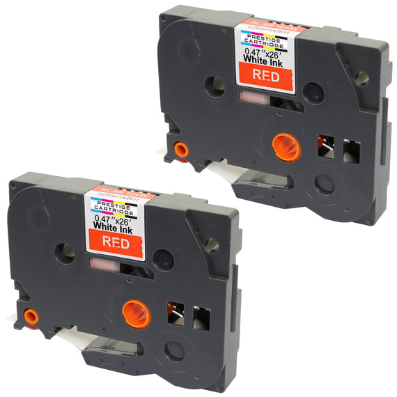 Prestige Cartridge™ Compatible TZ-435/TZe-435 White on Red Label Tapes (12mm x 8m) for Brother P-Touch Label Printing Machines - Prestige Cartridge