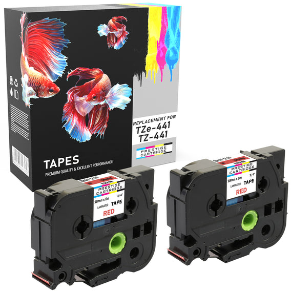 Prestige Cartridge™ Compatible TZ-441/TZe-441 Black on Red Label Tapes (18mm x 8m) for Brother P-Touch Label Printing Machines - Prestige Cartridge