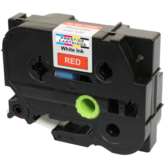 Prestige Cartridge™ Compatible TZ-455/TZe-455 White on Red Label Tapes (24mm x 8m) for Brother P-Touch Label Printing Machines - Prestige Cartridge