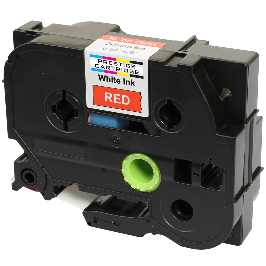 Prestige Cartridge™ Compatible TZ-455/TZe-455 White on Red Label Tapes (24mm x 8m) for Brother P-Touch Label Printing Machines - Prestige Cartridge