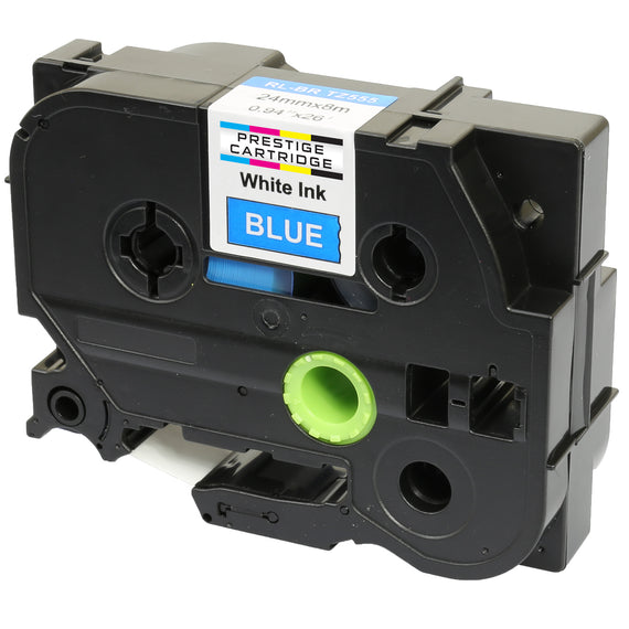 Prestige Cartridge™ Compatible TZ-555/TZe-555 White on Blue Label Tapes (24mm x 8m) for Brother P-Touch Label Printing Machines - Prestige Cartridge