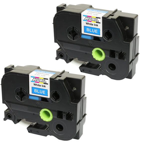 Prestige Cartridge™ Compatible TZ-555/TZe-555 White on Blue Label Tapes (24mm x 8m) for Brother P-Touch Label Printing Machines - Prestige Cartridge