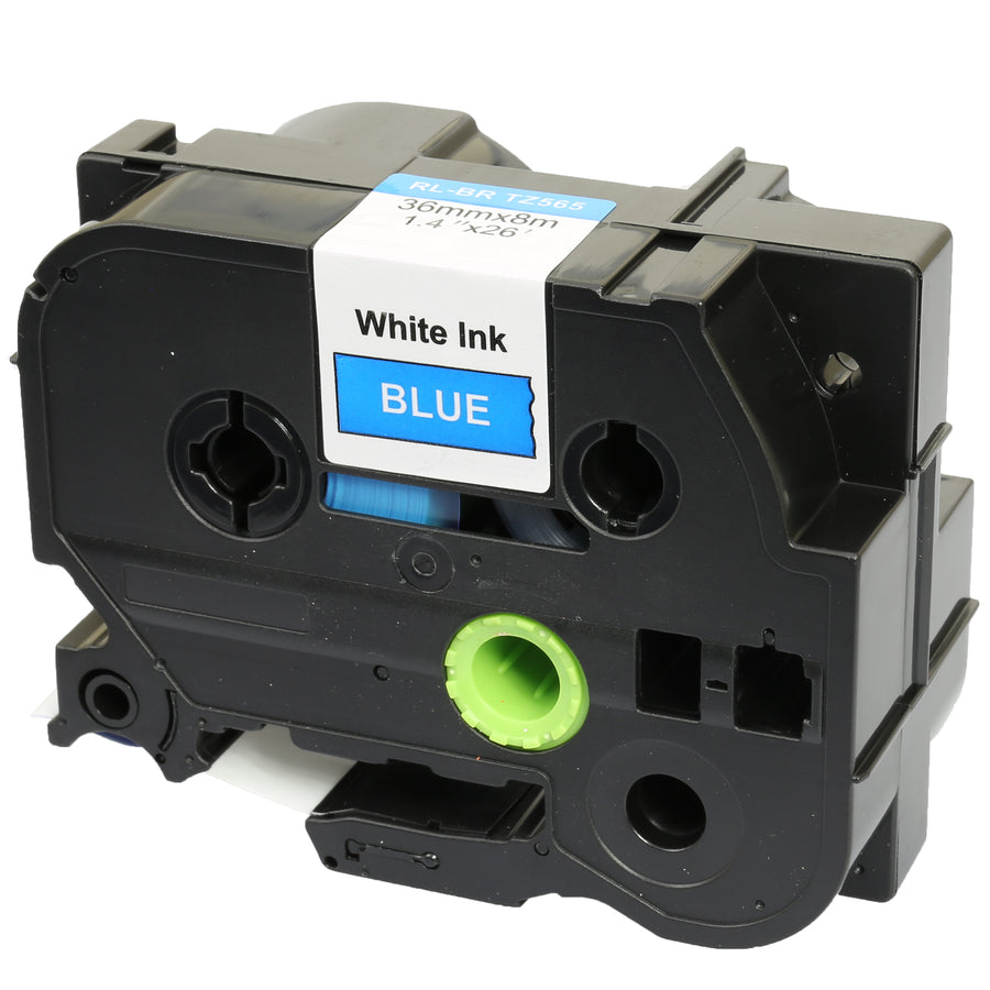 Prestige Cartridge™ Compatible TZ-565/TZe-565 White on Blue Label Tapes (36mm x 8m) for Brother P-Touch Label Printing Machines - Prestige Cartridge