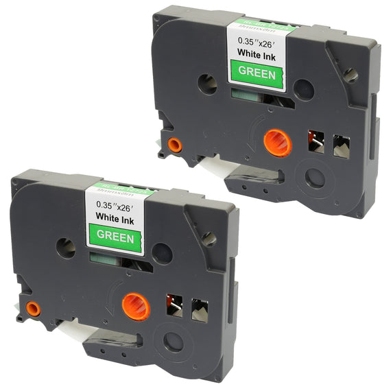 Prestige Cartridge™ Compatible TZ-725/TZe-725 White on Green Label Tapes (9mm x 8m) for Brother P-Touch Label Printing Machines - Prestige Cartridge