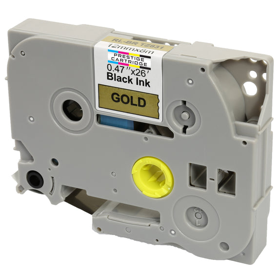 Prestige Cartridge™ Compatible TZ-831/TZe-831 Black on Gold Label Tapes (12mm x 8m) for Brother P-Touch Label Printing Machines - Prestige Cartridge