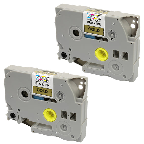 Prestige Cartridge™ Compatible TZ-831/TZe-831 Black on Gold Label Tapes (12mm x 8m) for Brother P-Touch Label Printing Machines - Prestige Cartridge