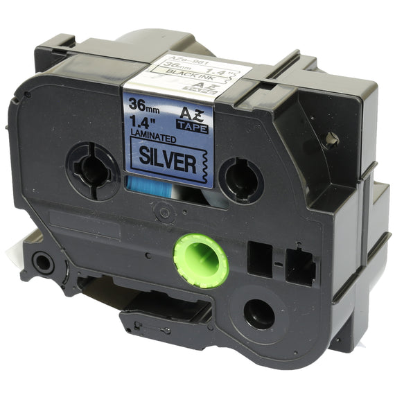 Prestige Cartridge™ Compatible TZ-961/TZe-961 Black on Silver Label Tapes (36mm x 8m) for Brother P-Touch Label Printing Machines - Prestige Cartridge