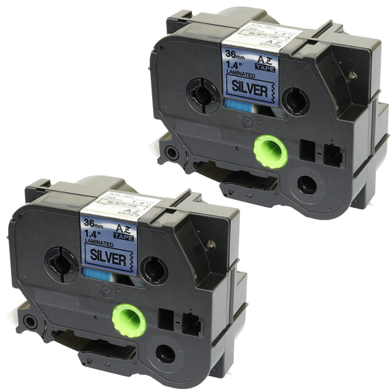 Prestige Cartridge™ Compatible TZ-961/TZe-961 Black on Silver Label Tapes (36mm x 8m) for Brother P-Touch Label Printing Machines - Prestige Cartridge