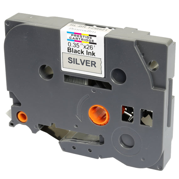 Prestige Cartridge™ Compatible TZ-M921 TZe-M921 Black on Matt Silver Label Tapes (9mm x 8m) for Brother P-Touch Label Printing Machines - Prestige Cartridge