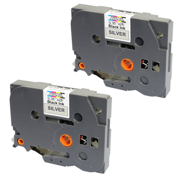 Prestige Cartridge™ Compatible TZ-M921 TZe-M921 Black on Matt Silver Label Tapes (9mm x 8m) for Brother P-Touch Label Printing Machines - Prestige Cartridge