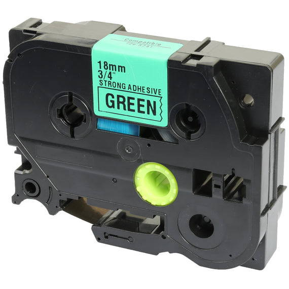 Prestige Cartridge™ Compatible TZ-S741 TZe-S741 Black on Green Extra Strength Adhesive Label Tapes (18mm x 8m) for Brother P-Touch Label Printing Machines - Prestige Cartridge