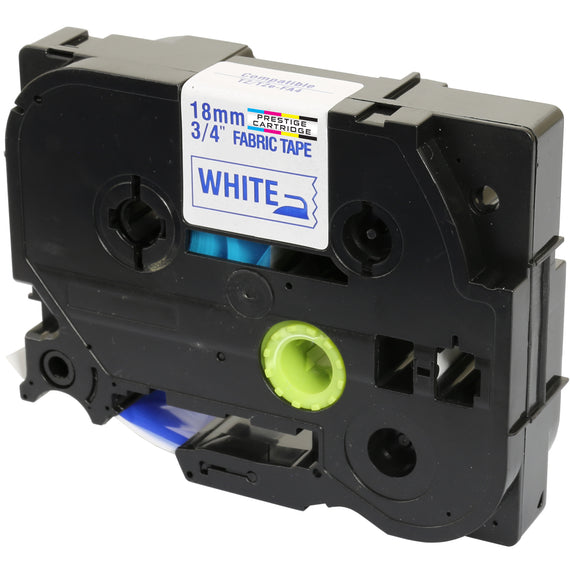 Prestige Cartridge™ Compatible TZ-FA4 TZe-FA4 Blue on White Fabric Labelling Tapes (18mm x 3m) for Brother P-Touch Label Printing Machines - Prestige Cartridge