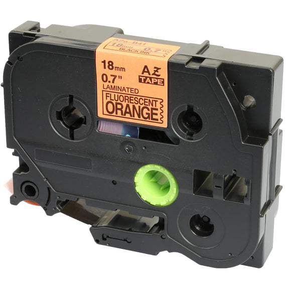 Prestige Cartridge™ Compatible TZ-B41 TZe-B41 Black on Fluorescent Orange Label Tapes (18mm x 8m) for Brother P-Touch Label Printing Machines - Prestige Cartridge