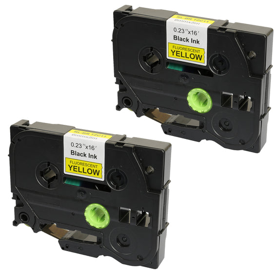 Prestige Cartridge™ Compatible TZ-C11 TZe-C11 Black on Fluorescent Yellow Label Tapes (6mm x 8m) for Brother P-Touch Label Printing Machines - Prestige Cartridge