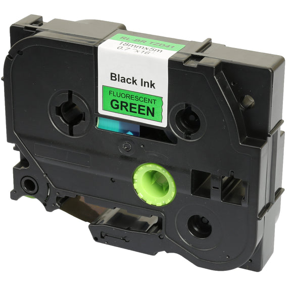 Prestige Cartridge™ Compatible TZ-D41 TZe-D41 Black on Fluorescent Green Label Tapes (18mm x 8m) for Brother P-Touch Label Printing Machines - Prestige Cartridge