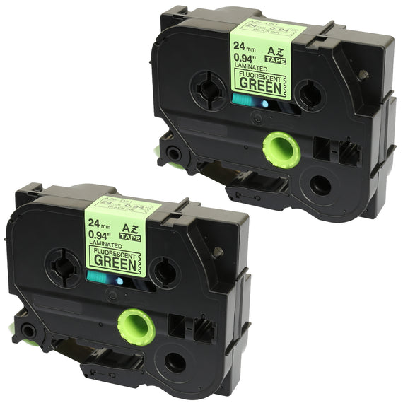 Prestige Cartridge™ Compatible TZ-D51 TZe-D51 Black on Fluorescent Green Label Tapes (24mm x 8m) for Brother P-Touch Label Printing Machines - Prestige Cartridge