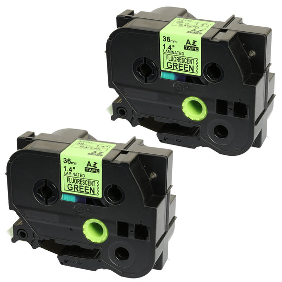 Prestige Cartridge™ Compatible TZ-D61 TZe-D61 Black on Fluorescent Green Label Tapes (36mm x 8m) for Brother P-Touch Label Printing Machines - Prestige Cartridge