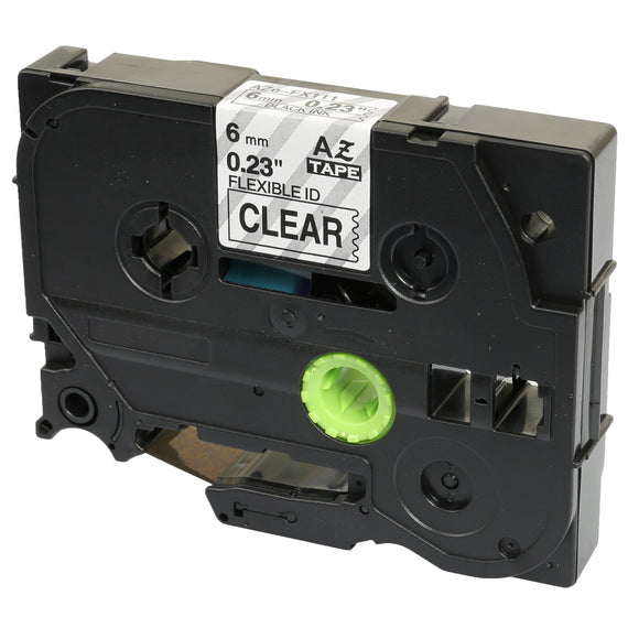 Prestige Cartridge™ Compatible TZ-FX111 TZe-FX111 Black on Clear Flexible Label Tapes (6mm x 8m) for Brother P-Touch Label Printing Machines - Prestige Cartridge