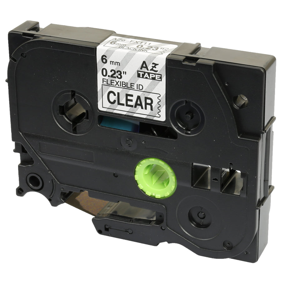 Prestige Cartridge™ Compatible TZ-FX111 TZe-FX111 Black on Clear Flexible Label Tapes (6mm x 8m) for Brother P-Touch Label Printing Machines - Prestige Cartridge