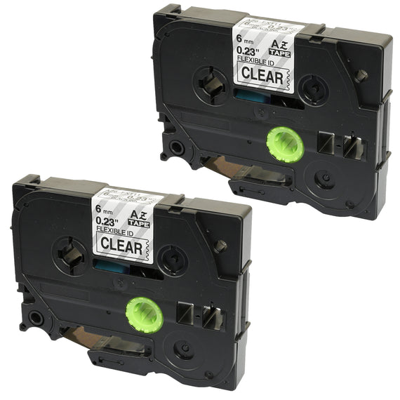 Prestige Cartridge™ Compatible TZ-FX111 TZe-FX111 Black on Clear Flexible Label Tapes (6mm x 8m) for Brother P-Touch Label Printing Machines - Prestige Cartridge