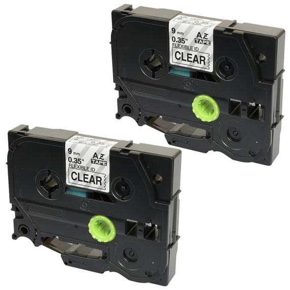 Prestige Cartridge™ Compatible TZ-FX121 TZe-FX121 Black on Clear Flexible Label Tapes (9mm x 8m) for Brother P-Touch Label Printing Machines - Prestige Cartridge