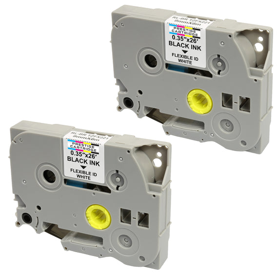 Prestige Cartridge™ Compatible TZ-FX221 TZe-FX221 Black on White Flexible Label Tapes (9mm x 8m) for Brother P-Touch Label Printing Machines - Prestige Cartridge