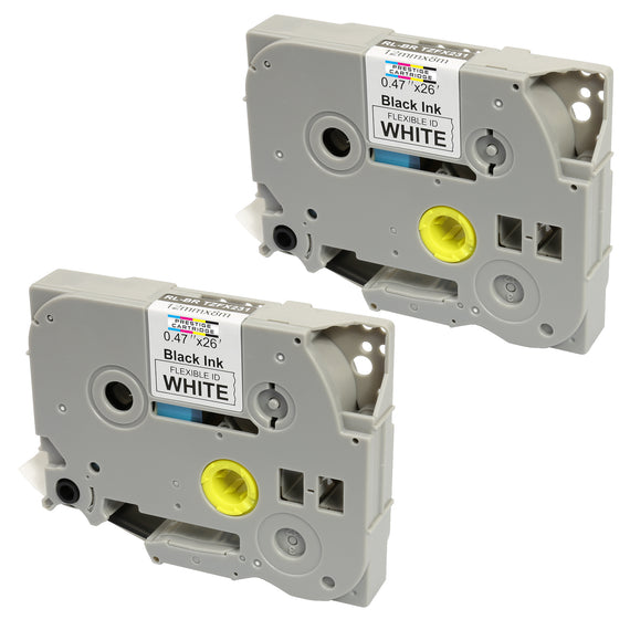 Prestige Cartridge™ Compatible TZ-FX231 TZe-FX231 Black on White Flexible Label Tapes (12mm x 8m) for Brother P-Touch Label Printing Machines - Prestige Cartridge