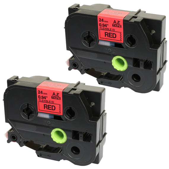 Prestige Cartridge™ Compatible TZ-FX451 TZe-FX451 Black on Red Flexible Label Tapes (24mm x 8m) for Brother P-Touch Label Printing Machines - Prestige Cartridge