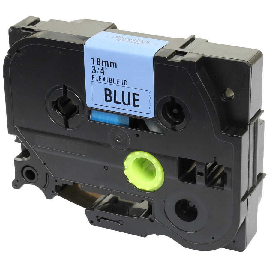 Prestige Cartridge™ Compatible TZ-FX541 TZe-FX541 Black on Blue Flexible Label Tapes (18mm x 8m) for Brother P-Touch Label Printing Machines - Prestige Cartridge