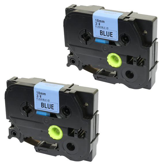 Prestige Cartridge™ Compatible TZ-FX541 TZe-FX541 Black on Blue Flexible Label Tapes (18mm x 8m) for Brother P-Touch Label Printing Machines - Prestige Cartridge