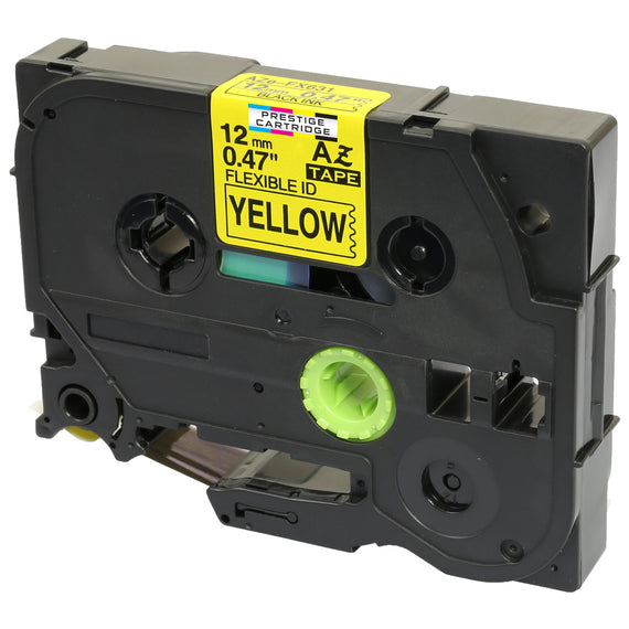 Prestige Cartridge™ Compatible TZ-FX631 TZe-FX631 Black on Yellow Flexible Label Tapes (12mm x 8m) for Brother P-Touch Label Printing Machines - Prestige Cartridge