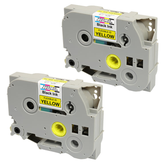 Prestige Cartridge™ Compatible TZ-FX641 TZe-FX641 Black on Yellow Flexible Label Tapes (18mm x 8m) for Brother P-Touch Label Printing Machines - Prestige Cartridge