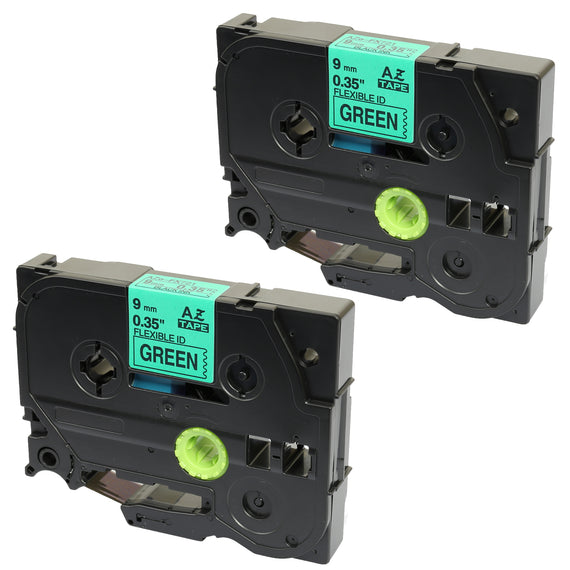 Prestige Cartridge™ Compatible TZ-FX721 TZe-FX721 Black on Green Flexible Label Tapes (9mm x 8m) for Brother P-Touch Label Printing Machines - Prestige Cartridge