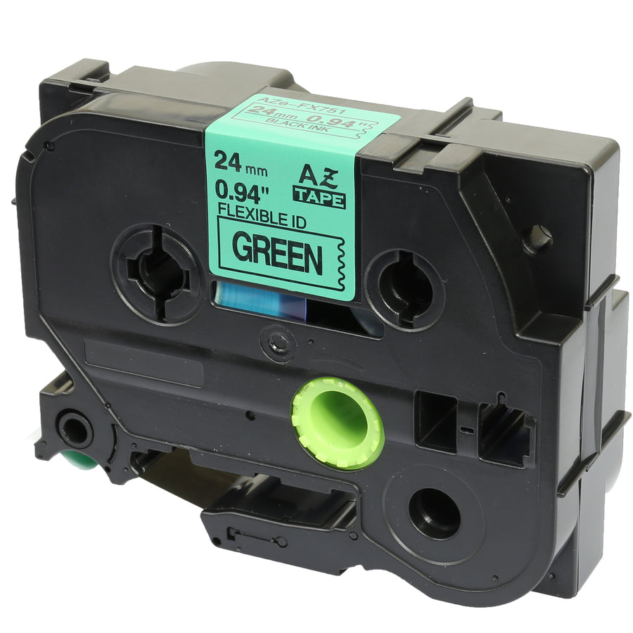 Prestige Cartridge™ Compatible TZ-FX751 TZe-FX751 Black on Green Flexible Label Tapes (24mm x 8m) for Brother P-Touch Label Printing Machines - Prestige Cartridge