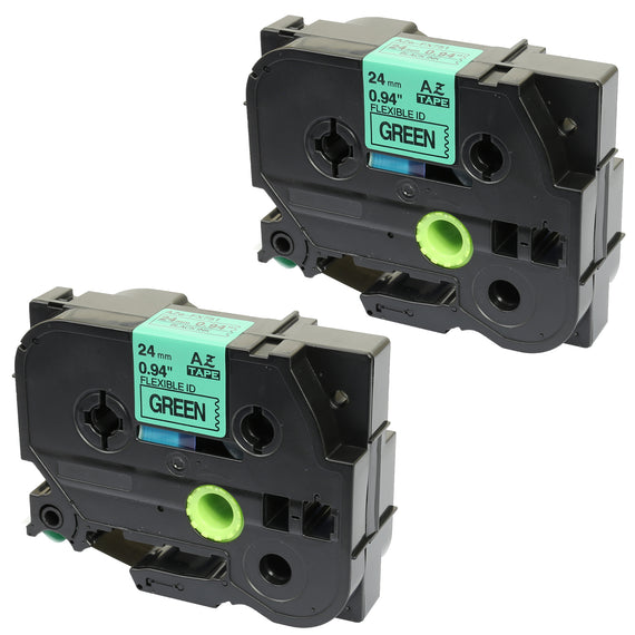 Prestige Cartridge™ Compatible TZ-FX751 TZe-FX751 Black on Green Flexible Label Tapes (24mm x 8m) for Brother P-Touch Label Printing Machines - Prestige Cartridge