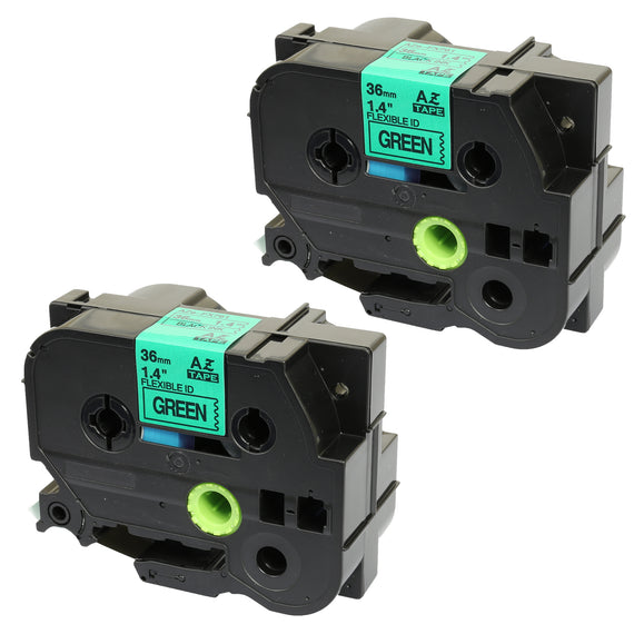 Prestige Cartridge™ Compatible TZ-FX761 TZe-FX761 Black on Green Flexible Label Tapes (36mm x 8m) for Brother P-Touch Label Printing Machines - Prestige Cartridge