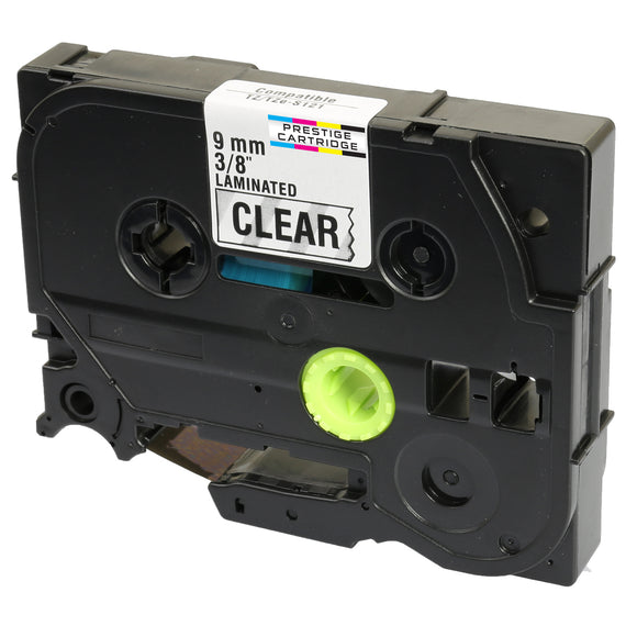 Prestige Cartridge™ Compatible TZ-S121 TZe-S121 Black on Clear Extra Strength Adhesive Label Tapes (9mm x 8m) for Brother P-Touch Label Printing Machines - Prestige Cartridge