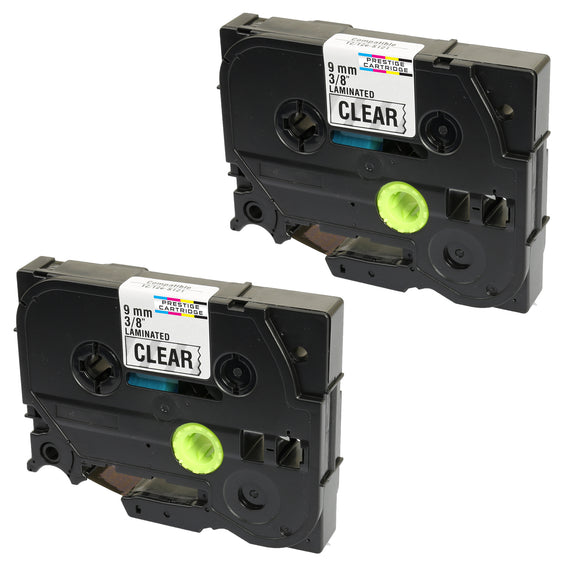 Prestige Cartridge™ Compatible TZ-S121 TZe-S121 Black on Clear Extra Strength Adhesive Label Tapes (9mm x 8m) for Brother P-Touch Label Printing Machines - Prestige Cartridge