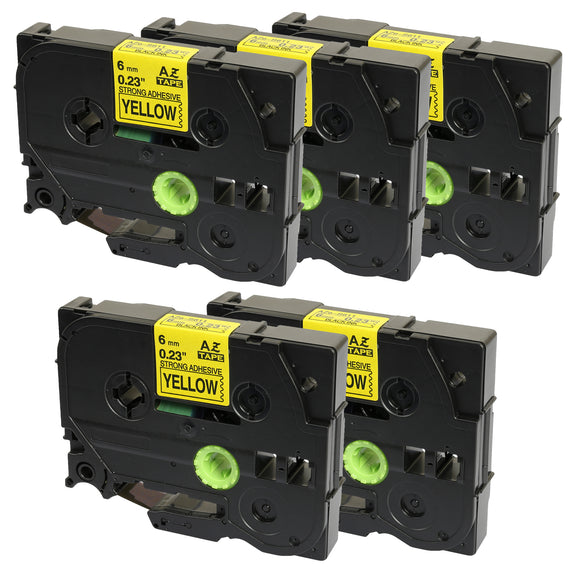 Prestige Cartridge™ Compatible TZ-S611 TZe-S611 Black on Yellow Extra Strength Adhesive Label Tapes (6mm x 8m) for Brother P-Touch Label Printing Machines - Prestige Cartridge