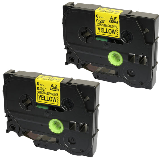 Prestige Cartridge™ Compatible TZ-S611 TZe-S611 Black on Yellow Extra Strength Adhesive Label Tapes (6mm x 8m) for Brother P-Touch Label Printing Machines - Prestige Cartridge