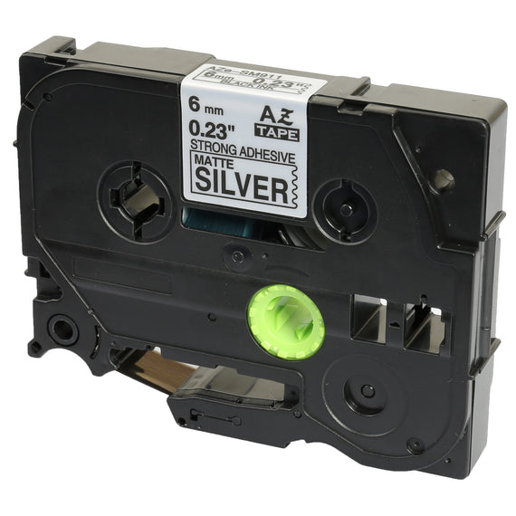 Prestige Cartridge™ Compatible TZ-SM911 TZe-SM911 Black on Strong Matt Silver Label Tapes (6mm x 8m) for Brother P-Touch Label Printing Machines - Prestige Cartridge