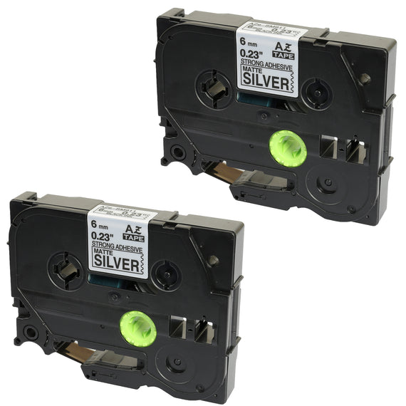 Prestige Cartridge™ Compatible TZ-SM911 TZe-SM911 Black on Strong Matt Silver Label Tapes (6mm x 8m) for Brother P-Touch Label Printing Machines - Prestige Cartridge