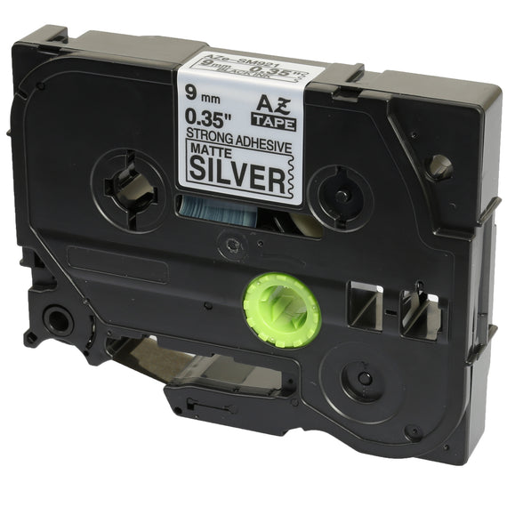 Prestige Cartridge™ Compatible TZ-SM921 TZe-SM921 Black on Strong Matt Silver Label Tapes (9mm x 8m) for Brother P-Touch Label Printing Machines - Prestige Cartridge